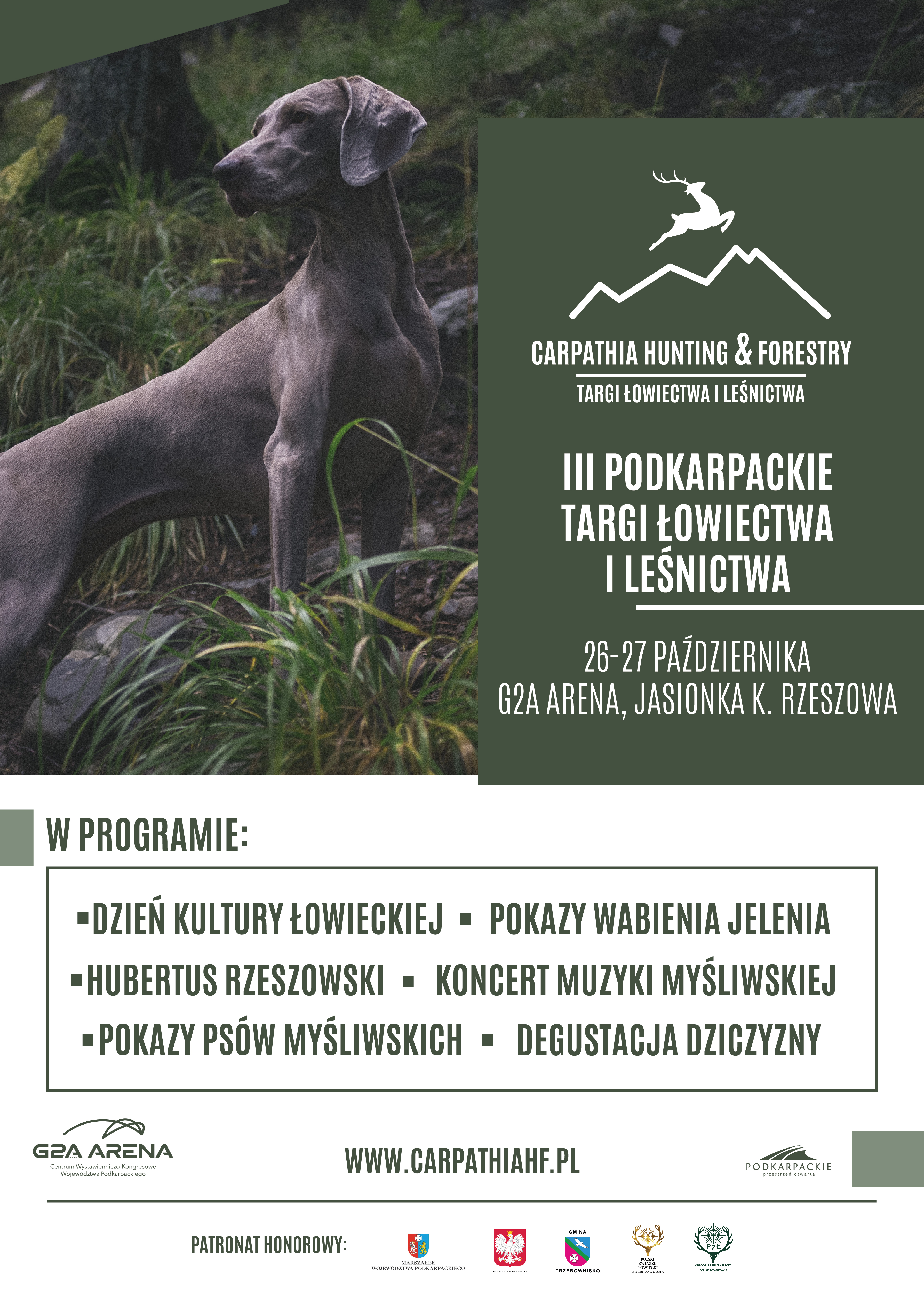 Trzecia edycja Targów Łowiectwa i Leśnictwa CARPATHIA HUNTING & FORESTY, która odbędzie się w dniach 26-27 października w G2A Arena w podrzeszowskiej Jasionce.